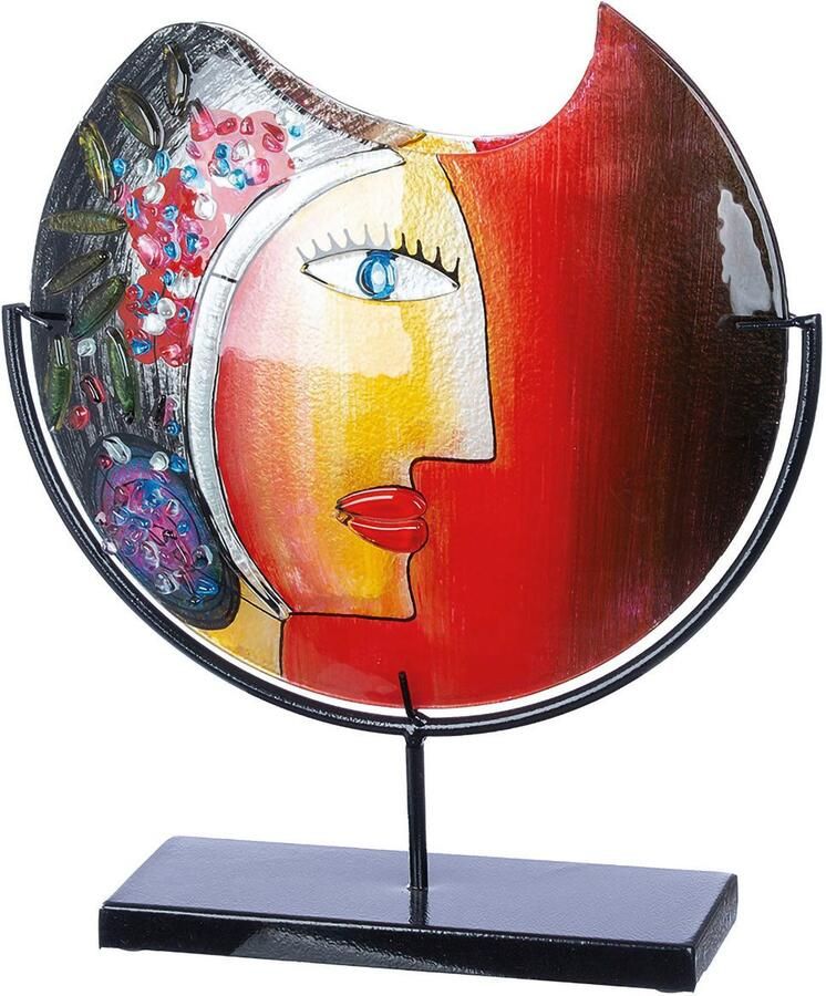 Casablanca by Gilde Siervaas Glasart decoratieve vaas Gezicht "Cloe" hoogte ca. 48 cm uit metaal en glas handbeschilderd met fusing-glaselementen (1 stuk) - Foto 2