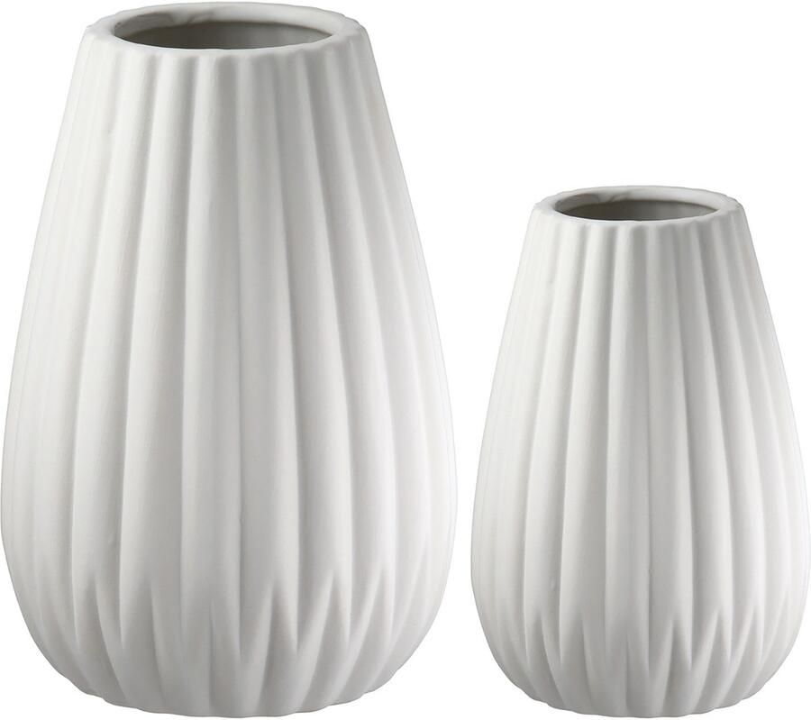 Casablanca by Gilde Tafelvaas 2-delig set vaas Piega wit H.17 cm (1 stuk) - Foto 6