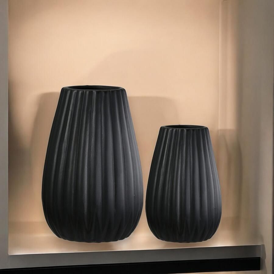 Casablanca by Gilde Tafelvaas 2-delig set vaas Piega zwart H.17 cm (1 stuk) - Foto 2