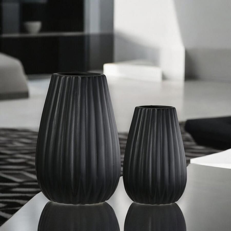 Casablanca by Gilde Tafelvaas 2-delig set vaas Piega zwart H.17 cm (1 stuk) - Foto 4