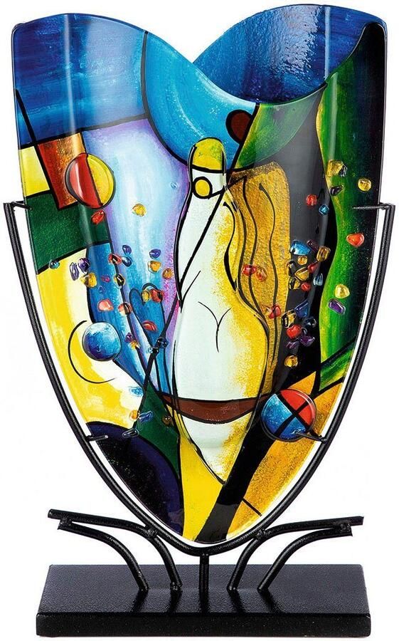 Casablanca by Gilde Tafelvaas Magic decoratieve vaas van glas met zwarte metalen voet (1 stuk) - Foto 2