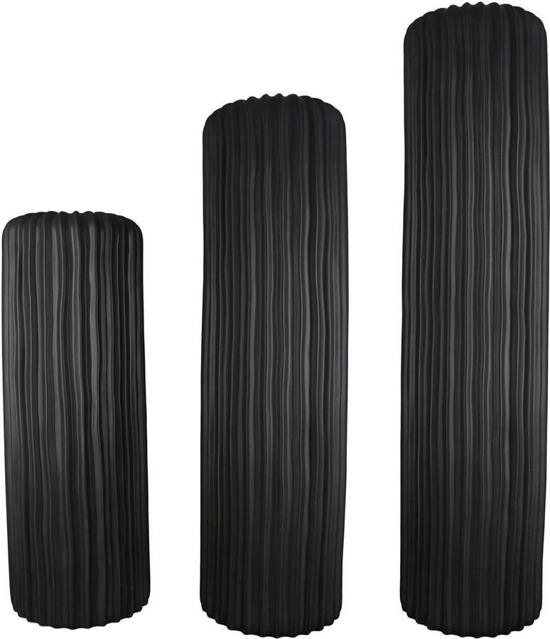 Casablanca by Gilde Vloervaas Fjord Keramiek zwart geglazuurd 46 cm (1 stuk)