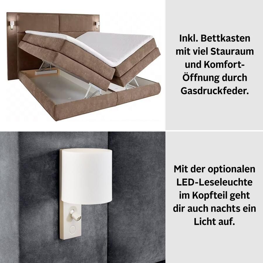 COLLECTION AB Boxspring Copenhagen inclusief bedkist topmatras naar keuze met ledverlichting - Foto 13