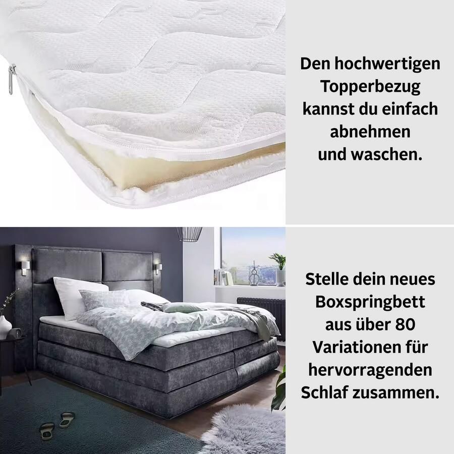 COLLECTION AB Boxspring Copenhagen inclusief bedkist topmatras naar keuze met ledverlichting