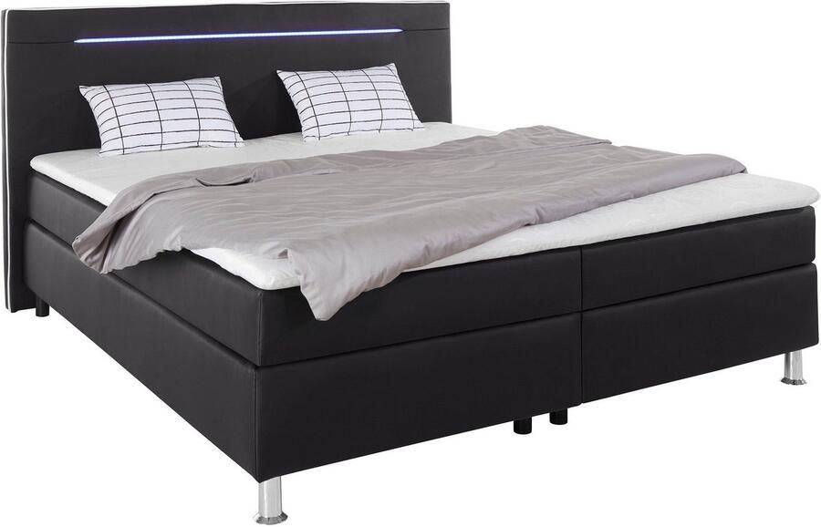 COLLECTION AB Boxspring London inclusief topper en kussens met LED-verlichting Boxspringbed verkrijgbaar in 90cmx200cm 140cmx200cm & 180cmx200cm - Foto 3