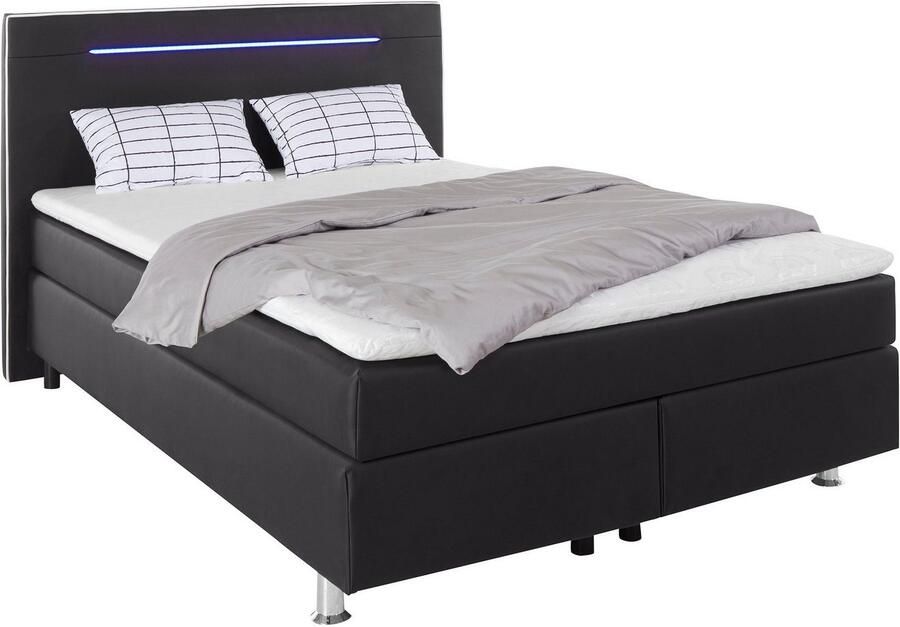 COLLECTION AB Boxspring London inclusief topper en kussens met LED-verlichting Boxspringbed verkrijgbaar in 90cmx200cm 140cmx200cm & 180cmx200cm - Foto 2