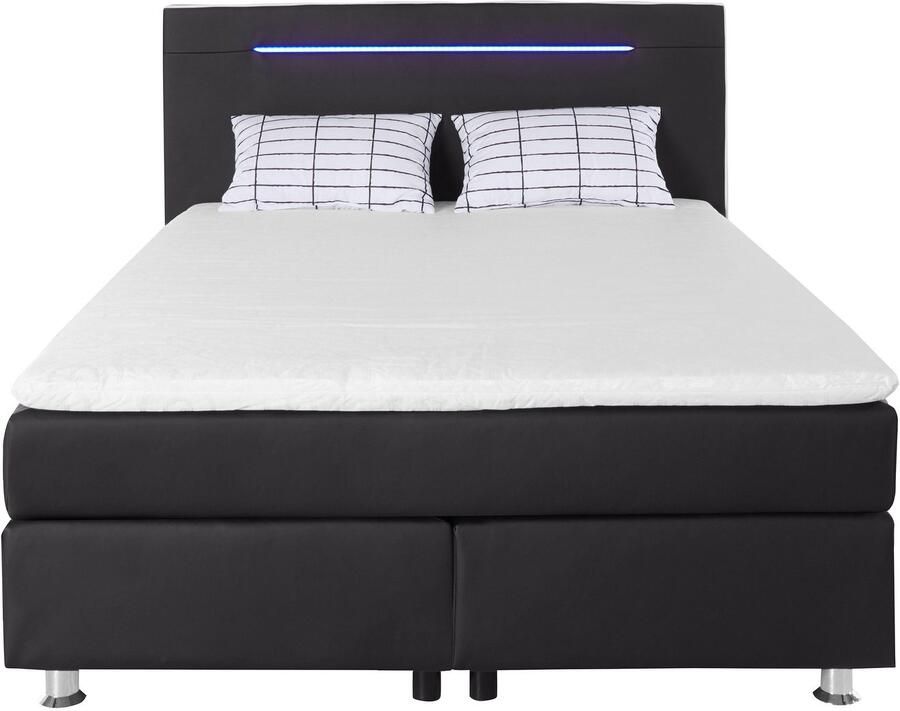 COLLECTION AB Boxspring London inclusief topper en kussens met LED-verlichting Boxspringbed verkrijgbaar in 90cmx200cm 140cmx200cm & 180cmx200cm