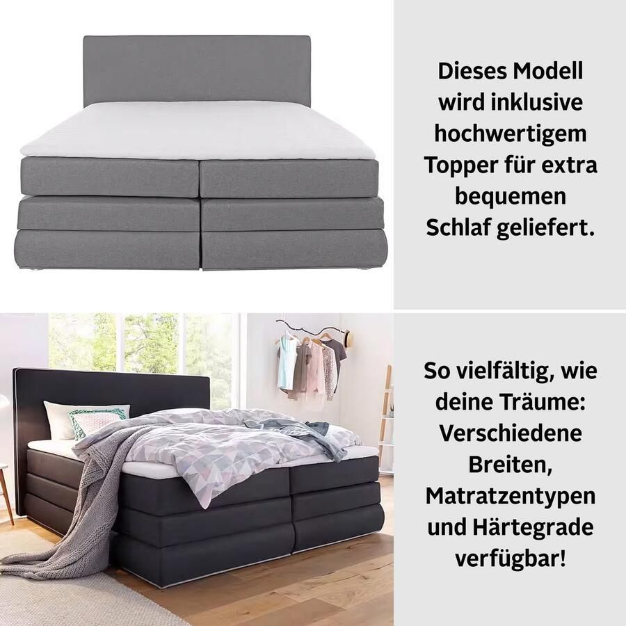 COLLECTION AB Boxspring Ninoni incl. bedlade topper en optioneel met led-verlichting