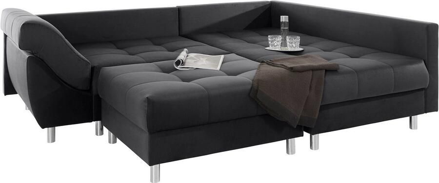 COLLECTION AB Hoekbank (Besparingsset) Innsbruck L-vorm en poef Hoekbank en hocker récamier links of rechts te monteren (voordeelset) - Foto 6