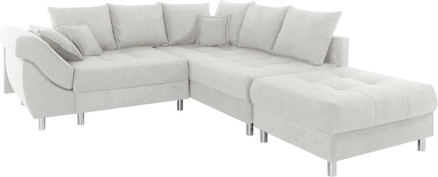 COLLECTION AB Hoekbank (Besparingsset) Innsbruck L-vorm en poef Hoekbank en hocker récamier links of rechts te monteren (voordeelset) - Foto 7