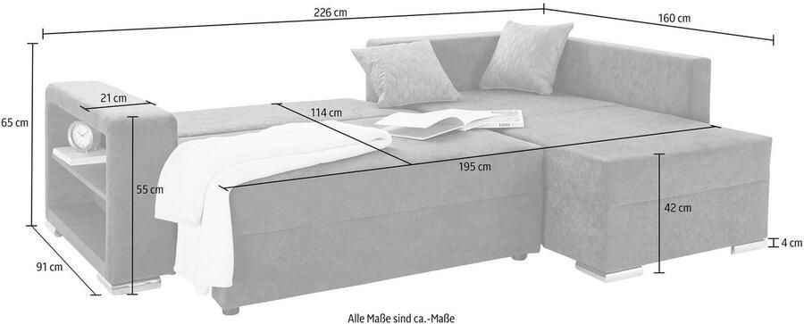 COLLECTION AB Hoekbank John L-vorm inclusief bedfunctie en bedkist - Foto 10