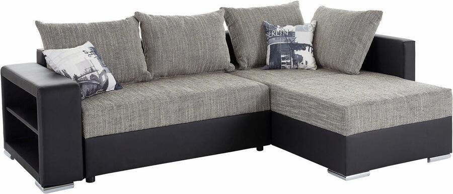 COLLECTION AB Hoekbank John L-vorm met bedfunctie bedlade en geïntegreerd rek