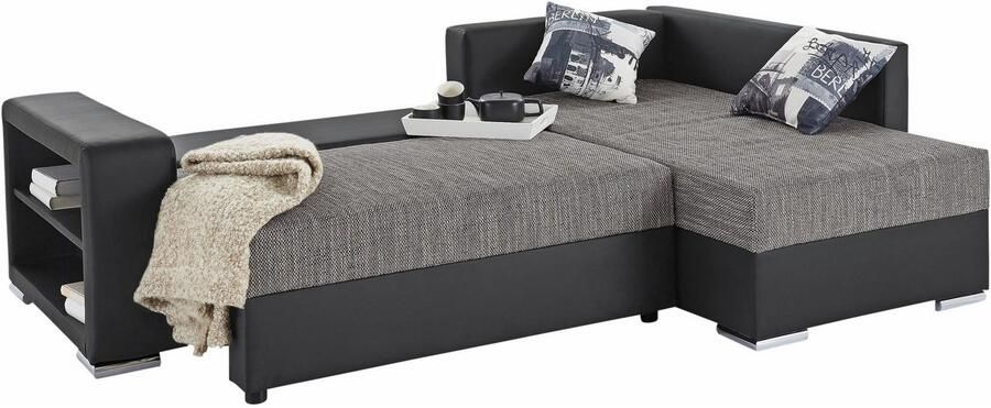 COLLECTION AB Hoekbank John L-vorm met bedfunctie bedlade en geïntegreerd rek - Foto 9