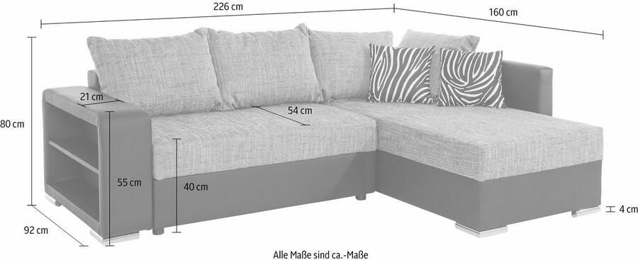 COLLECTION AB Hoekbank John L-vorm met slaapfunctie naar keuze met binnenvering - Foto 5