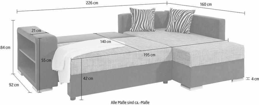COLLECTION AB Hoekbank John L-vorm met slaapfunctie naar keuze met binnenvering - Foto 6