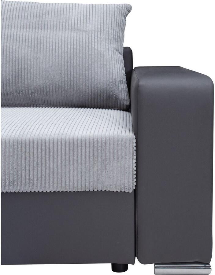 COLLECTION AB Hoekbank John L-vorm Verstelbare armleuning slaapfunctie bedlade ottomane aan beide zijden monteerbaar - Foto 2