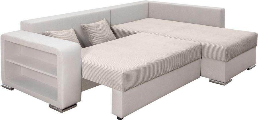 COLLECTION AB Hoekbank John L-vorm Verstelbare armleuning slaapfunctie bedlade ottomane aan beide zijden monteerbaar - Foto 18