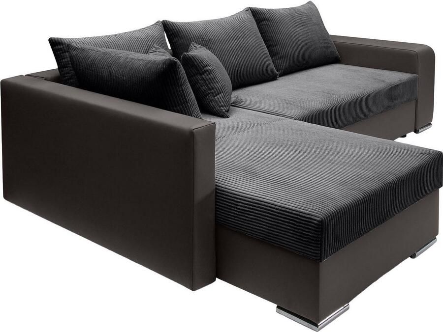 COLLECTION AB Hoekbank John L-vorm Verstelbare armleuning slaapfunctie bedlade ottomane aan beide zijden monteerbaar - Foto 13