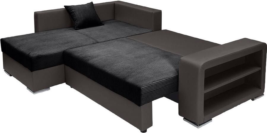COLLECTION AB Hoekbank John L-vorm Verstelbare armleuning slaapfunctie bedlade ottomane aan beide zijden monteerbaar - Foto 10