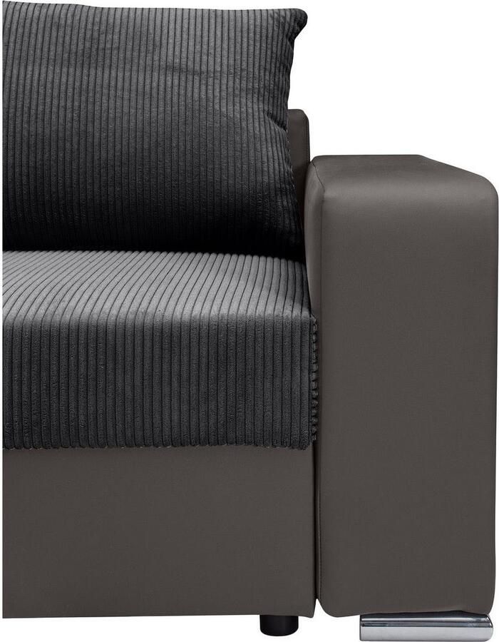 COLLECTION AB Hoekbank John L-vorm Verstelbare armleuning slaapfunctie bedlade ottomane aan beide zijden monteerbaar - Foto 2