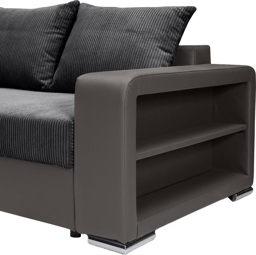 COLLECTION AB Hoekbank John L-vorm Verstelbare armleuning slaapfunctie bedlade ottomane aan beide zijden monteerbaar