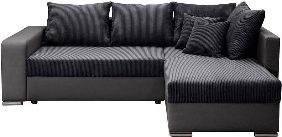 COLLECTION AB Hoekbank John L-vorm Verstelbare armleuning slaapfunctie bedlade ottomane aan beide zijden monteerbaar - Foto 6