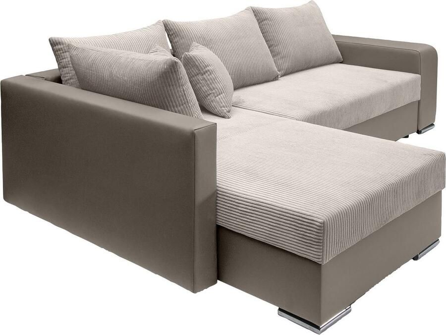 COLLECTION AB Hoekbank John L-vorm Verstelbare armleuning slaapfunctie bedlade ottomane aan beide zijden monteerbaar - Foto 3