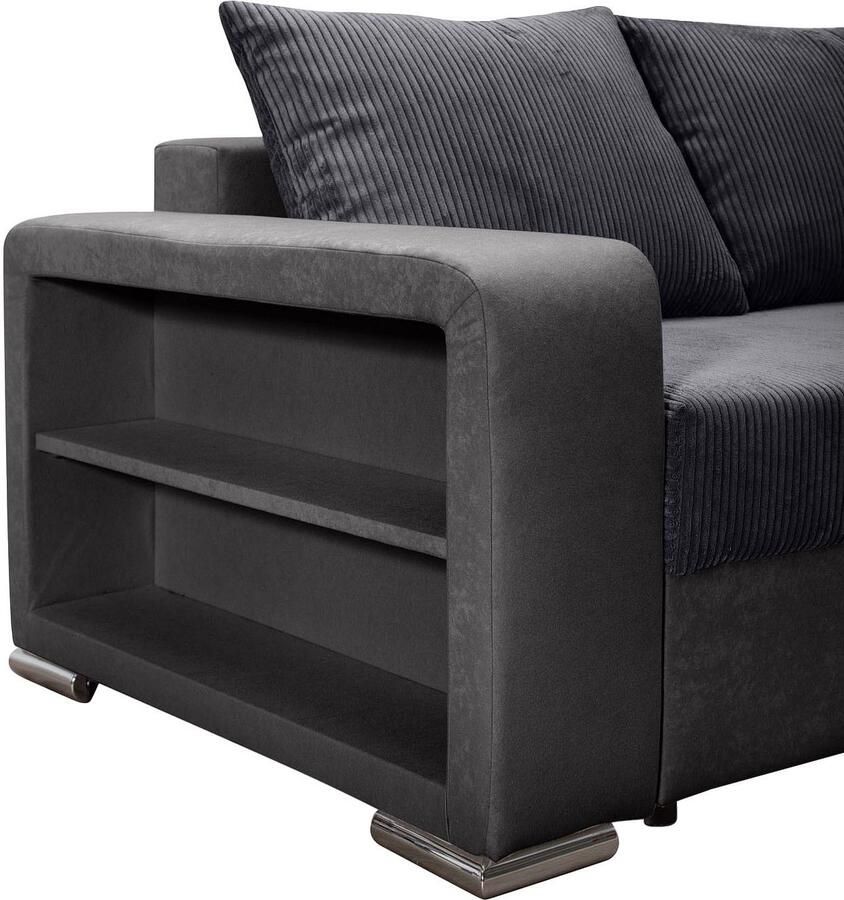 COLLECTION AB Hoekbank John L-vorm Verstelbare armleuning slaapfunctie bedlade ottomane aan beide zijden monteerbaar