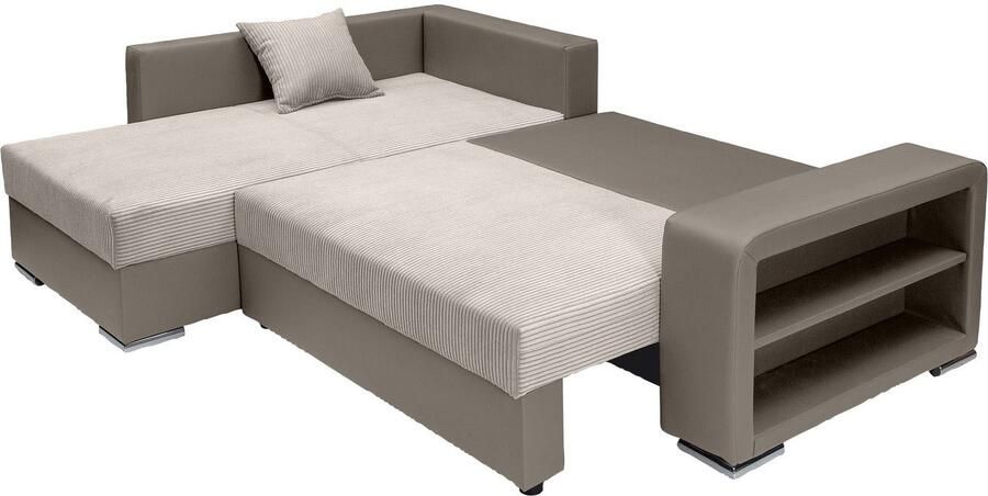 COLLECTION AB Hoekbank John L-vorm Verstelbare armleuning slaapfunctie bedlade ottomane aan beide zijden monteerbaar - Foto 15
