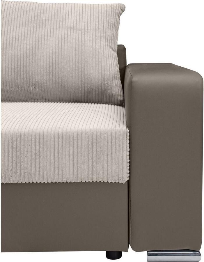 COLLECTION AB Hoekbank John L-vorm Verstelbare armleuning slaapfunctie bedlade ottomane aan beide zijden monteerbaar - Foto 2