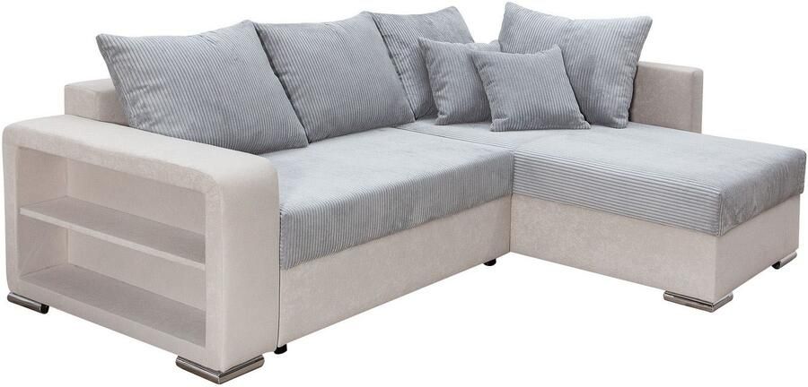 COLLECTION AB Hoekbank John L-vorm Verstelbare armleuning slaapfunctie bedlade ottomane aan beide zijden monteerbaar - Foto 7