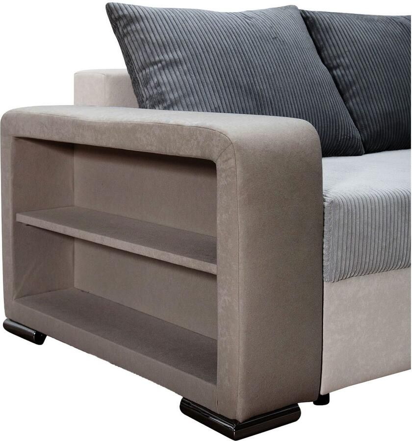 COLLECTION AB Hoekbank John L-vorm Verstelbare armleuning slaapfunctie bedlade ottomane aan beide zijden monteerbaar