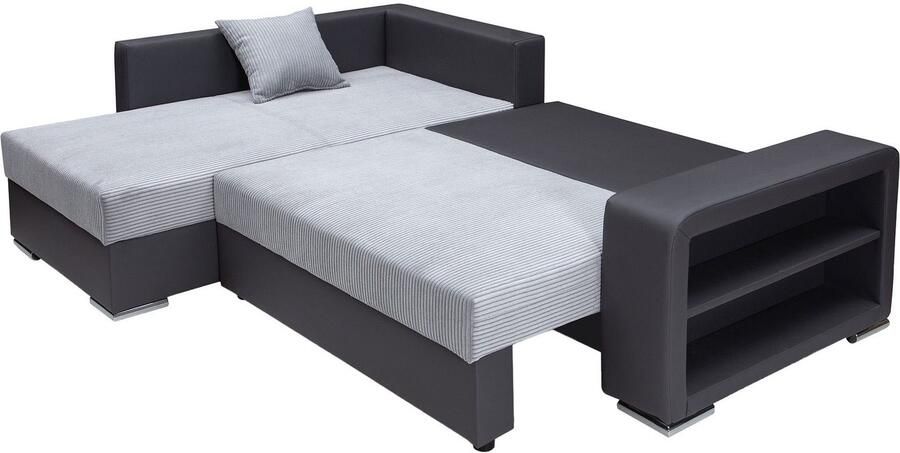 COLLECTION AB Hoekbank John L-vorm Verstelbare armleuning slaapfunctie bedlade ottomane aan beide zijden monteerbaar - Foto 8