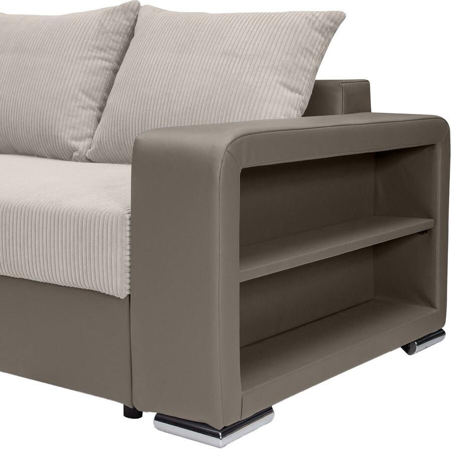 COLLECTION AB Hoekbank John L-vorm Verstelbare armleuning slaapfunctie bedlade ottomane aan beide zijden monteerbaar