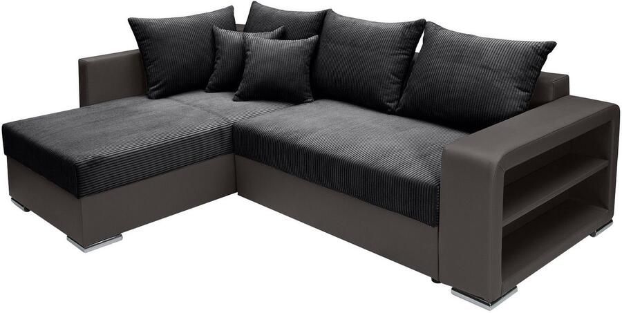 COLLECTION AB Hoekbank John L-vorm Verstelbare armleuning slaapfunctie bedlade ottomane aan beide zijden monteerbaar - Foto 8
