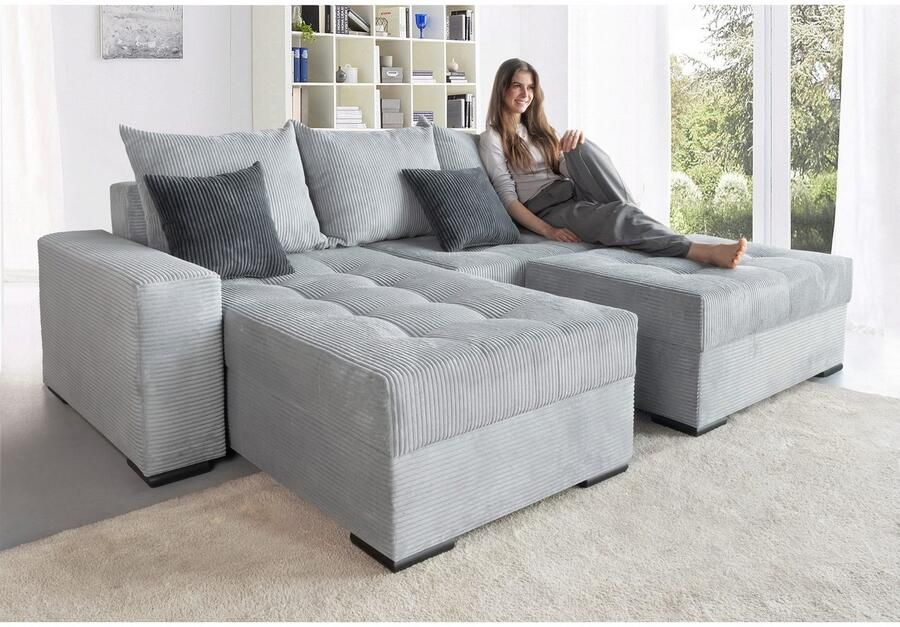 COLLECTION AB Hoekbank Josy L-vorm breedte 214 cm met 3 grote rugkussens - Foto 3