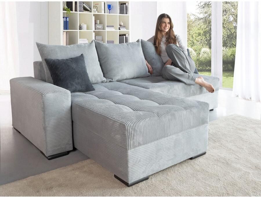 COLLECTION AB Hoekbank Josy L-vorm breedte 214 cm met 3 grote rugkussens