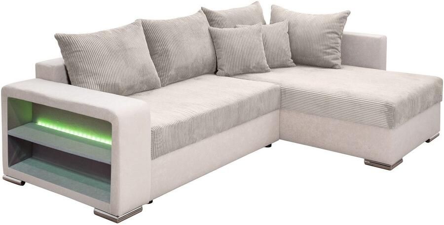 COLLECTION AB Hoekbank L-model Regalarmleuning met LED RGB verlichting bedfunctie en bedbox - Foto 7