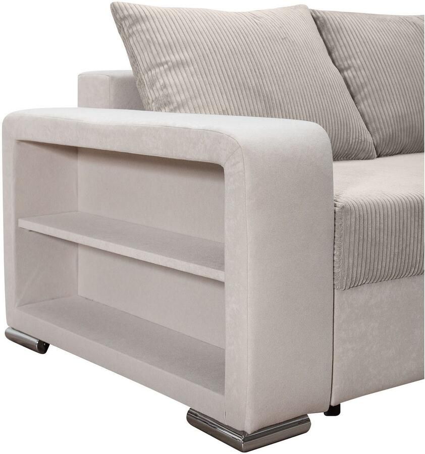 COLLECTION AB Hoekbank L-model Regalarmleuning met LED RGB verlichting bedfunctie en bedbox