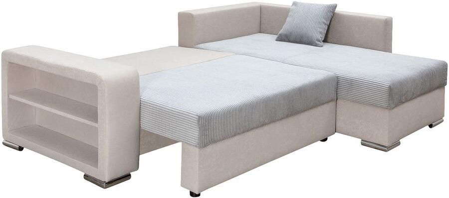 COLLECTION AB Hoekbank L-model Regalarmleuning met LED RGB verlichting bedfunctie en bedbox - Foto 10