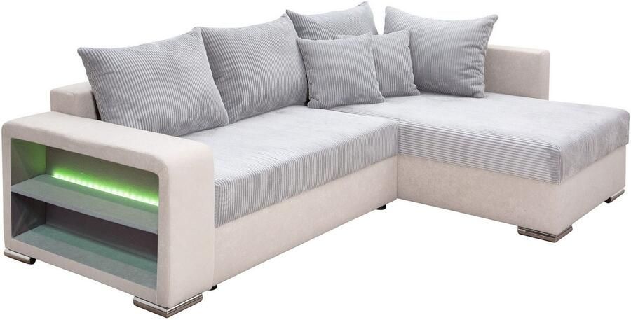 COLLECTION AB Hoekbank L-model Regalarmleuning met LED RGB verlichting bedfunctie en bedbox - Foto 7