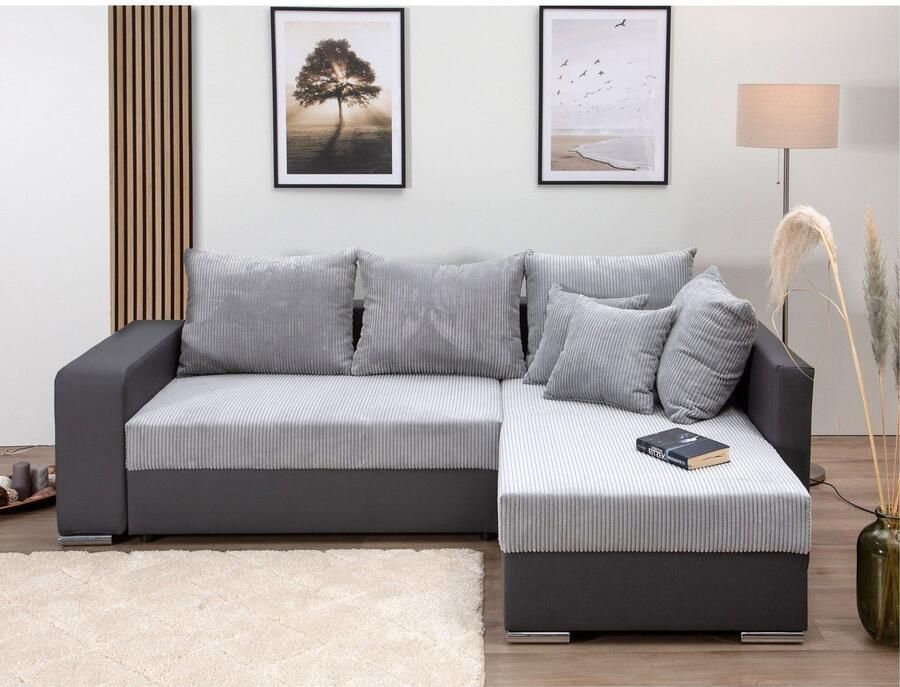 COLLECTION AB Hoekbank L-model Regalarmleuning met LED RGB verlichting bedfunctie en bedbox - Foto 15