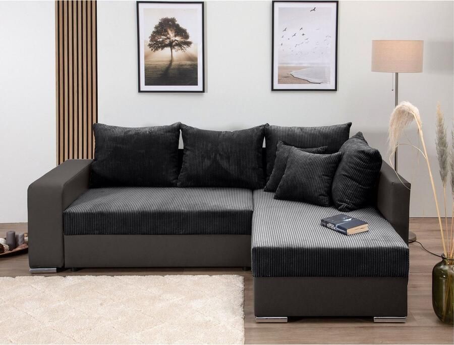 COLLECTION AB Hoekbank L-model Regalarmleuning met LED RGB verlichting bedfunctie en bedbox - Foto 14