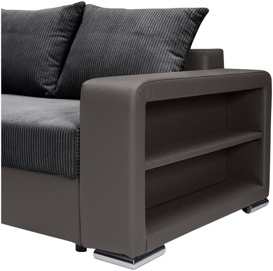 COLLECTION AB Hoekbank L-model Regalarmleuning met LED RGB verlichting bedfunctie en bedbox