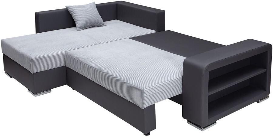 COLLECTION AB Hoekbank L-model Regalarmleuning met LED RGB verlichting bedfunctie en bedbox - Foto 12