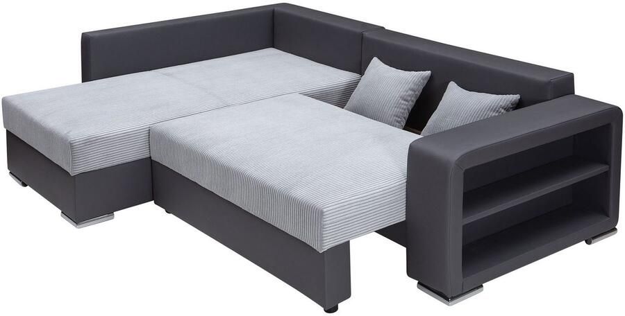 COLLECTION AB Hoekbank L-model Regalarmleuning met LED RGB verlichting bedfunctie en bedbox - Foto 10