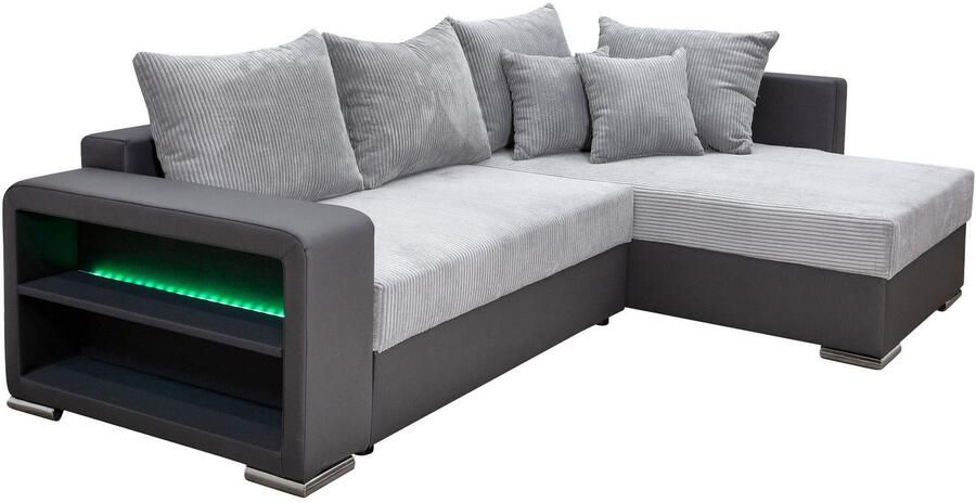 COLLECTION AB Hoekbank L-model Regalarmleuning met LED RGB verlichting bedfunctie en bedbox - Foto 9