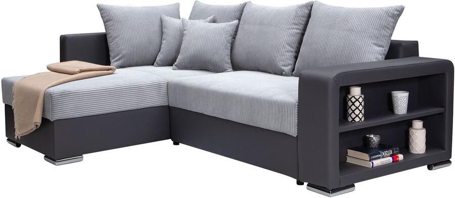 COLLECTION AB Hoekbank L-model Regalarmleuning met LED RGB verlichting bedfunctie en bedbox - Foto 13