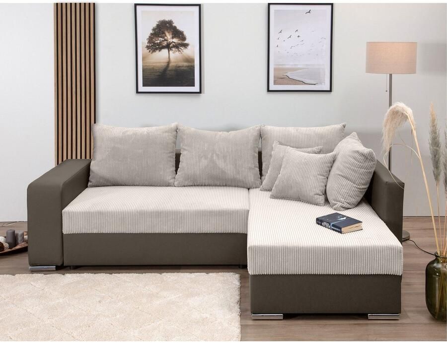 COLLECTION AB Hoekbank L-model Regalarmleuning met LED RGB verlichting bedfunctie en bedbox - Foto 15