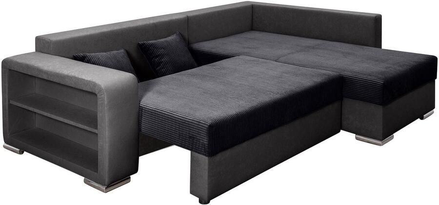 COLLECTION AB Hoekbank L-model Regalarmleuning met LED RGB verlichting bedfunctie en bedbox - Foto 10